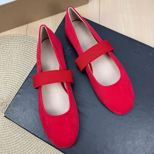 WENJIAZHIZHI Women's Round Toe Ballet Flats Lightweight Office Flats Dressy Comfort Shoes Ankle Strap Flat Shoes3