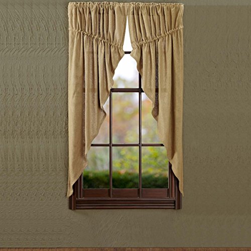 Vhc Brands Burlap Natural Farmhouse Curtains, Country Rustic Drapes Long Prairie Panel Pair 63 Inches Long, Tan, 63X36X18" #TOP4