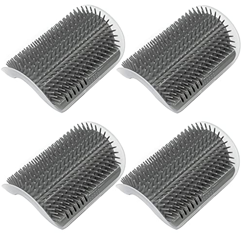 AUEAR, 4 Pack Cat Self Groomer Wall Corner Groomer Cat Corner Message Comb Grooming Brush Soft Grooming Brush Tool for Cats Puppy Pets