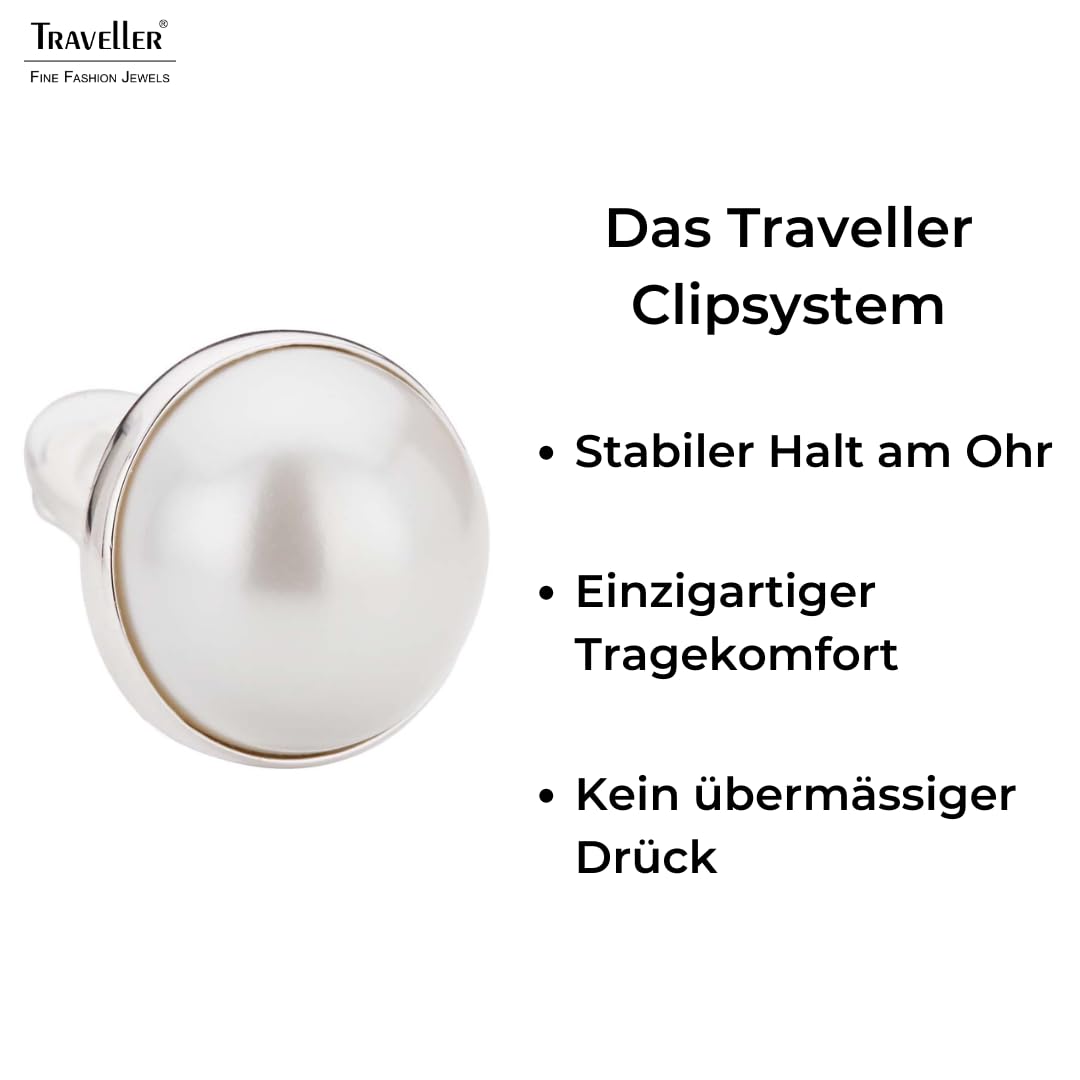 Traveller Orecchini a clip - Perla 10-20 mm bianco