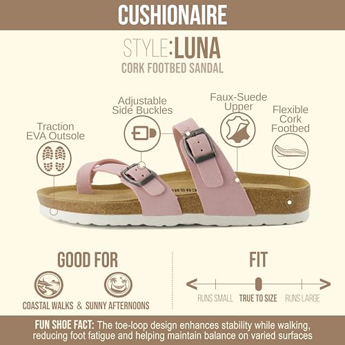 Image of CUSHIONAIRE Women's Luna Cork Footbed Sandal With +Comfort