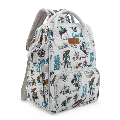 Image of Montana West Wrangler Callie Diaper Bag Backpack with Stroller Straps Western Pattern Multifunction Baby Travel Bag WG2204-91102BG