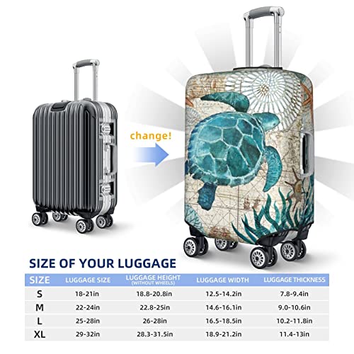 Futterya ONLY COVER, NOT INCLUDING THE SUITCASE Travel Luggage Cover Sea Turtle Ocean Suitcase Protector Washable Baggage Covers M(for 22-24 inch luggage)3