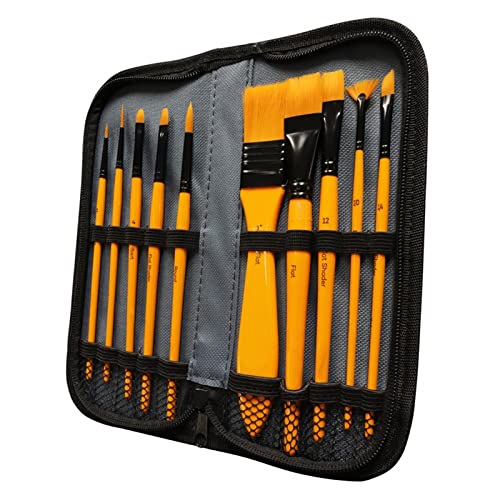 WeKonnect; Acrylic Painting Brush Set 10 Taklon Brushes Ideal for