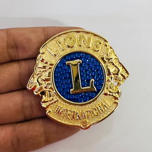 Image of Emblems for Car & Bike Metal Lo.go and Grill Me.tal Lo.go, Auto Accessories for Car Emblem 3D Badge Auto Racing Sport Sticker Grand Tourer Decal. (Golden Blue International Lion Sticker)