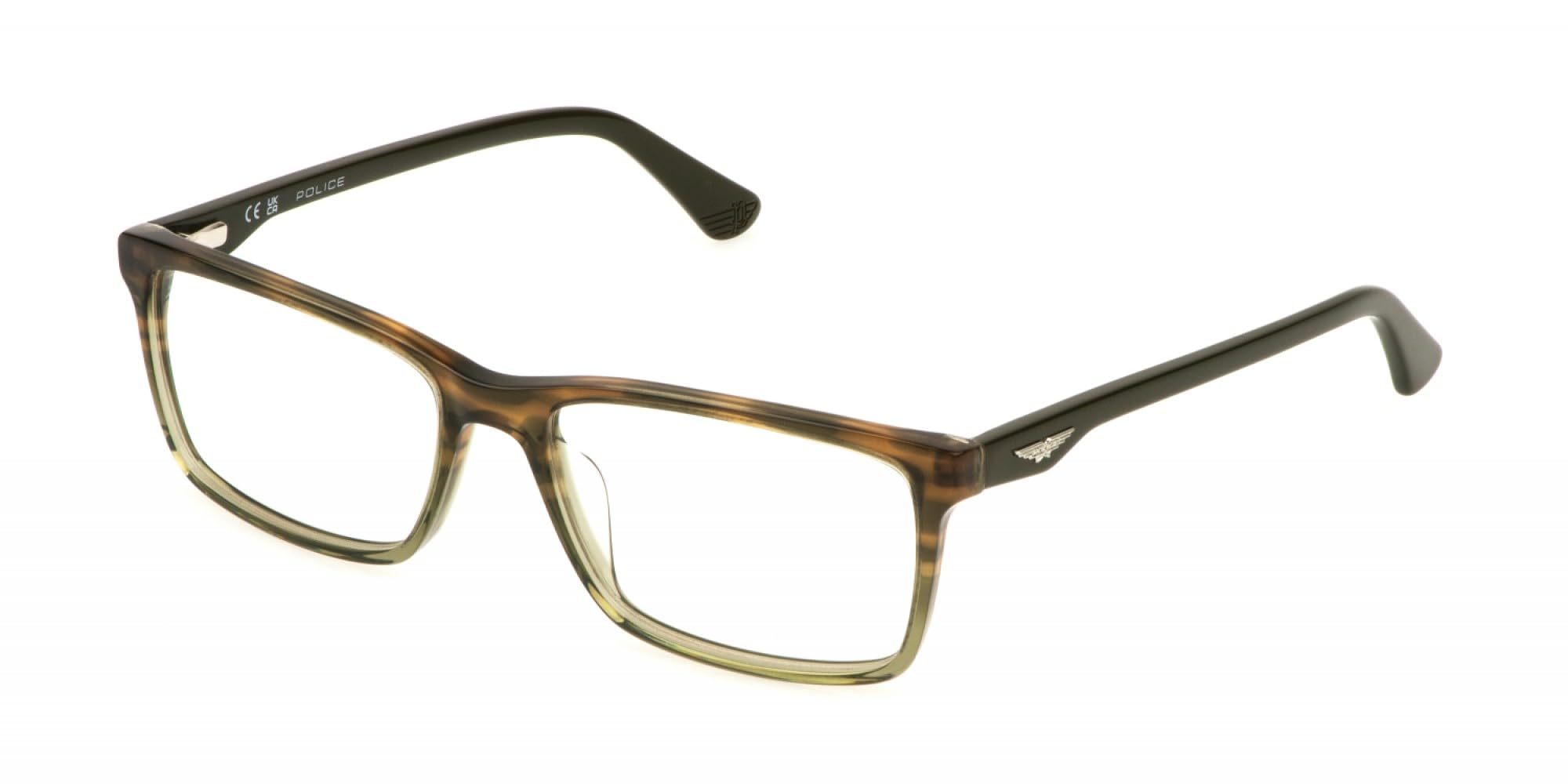 Gafas de vista Police VPLN82 de diseño italiano en acetato marrón y verde para hombre 2