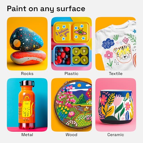 Image of ARTISTRO 120 Acrylic Paint Markers for Rock, Fabric, Wood, Glass, Eggs - Dual-Tip Paint Pens for Coloring Books for Adults, Teens, Kids - Art & Craft Supplies - Gift Idea - Easter Basket Stuffers