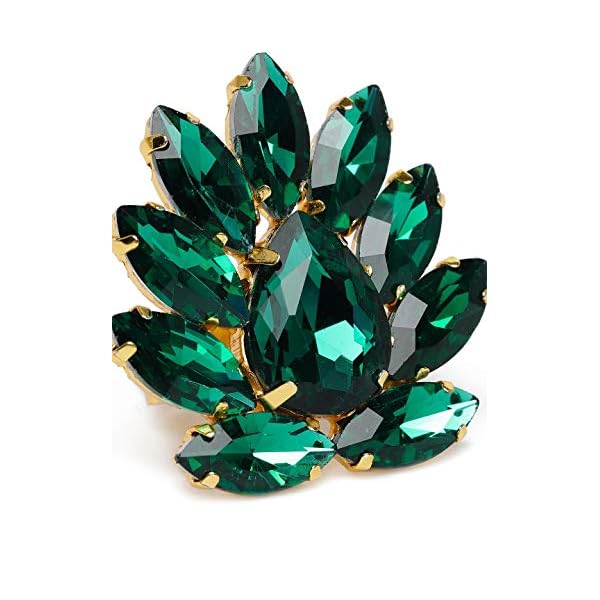 ZAVERI PEARLS Green Crystal Shine Stones Party Bling Contemporary Adjustable Finger Ring For Women-ZPFK10013 - Image 6