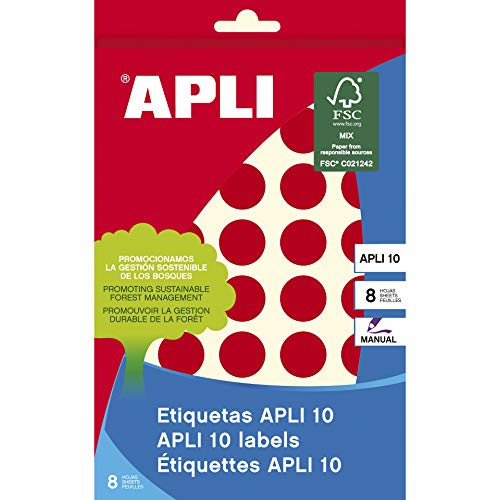 APLI 2744 - Etiquetas rojas (Ø 19) 8 hojas
