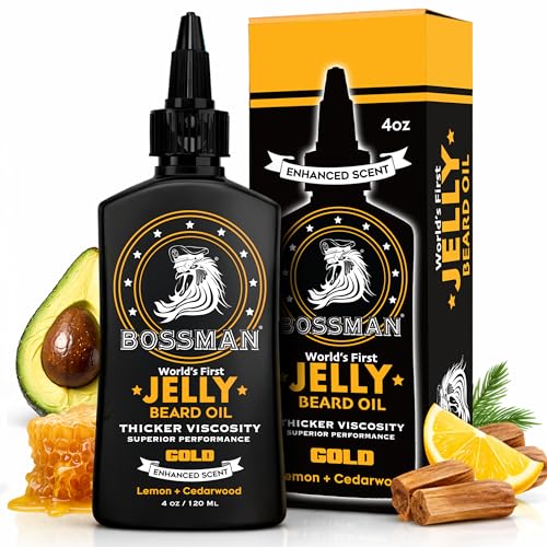 Bossman Jelly Beard Oil (4 oz) - Thicker Formula, Texas Made - Gold Scent