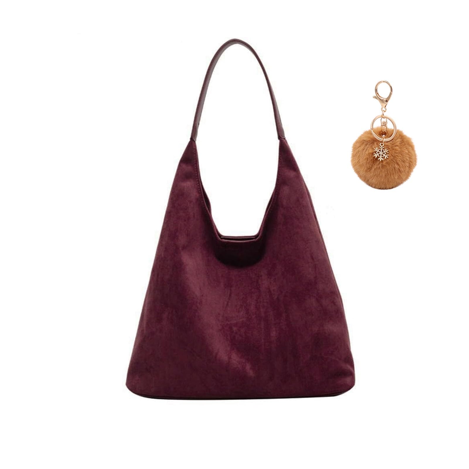 LOKORI Suede Hobo Shoulder Bag for Women - Large Slouchy Tote Handbag for Travel, Shopping, Work (Burgundy)