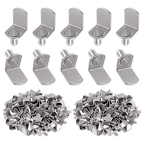 Swpeet 60 Pcs 1/4" L-Shelf Support Pins, 6mm Silver Plated Steel Holder Pegs