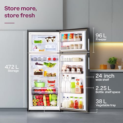 Image of Godrej 472L 1 Star| New Launch| 5 Years Comprehensive Warranty| 6-in-1 Freezer Convertible| 95%+ Food Surface Disinfection Inverter Frost Free Refrigerator (RF EON 474AN RCI MT BK, Matte Black)
