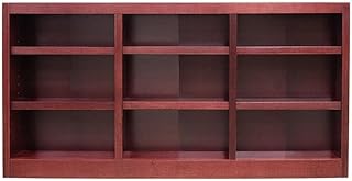 Traditional 36" Tall 9-Shelf Triple Wide Wood Bookcase in Cherry
