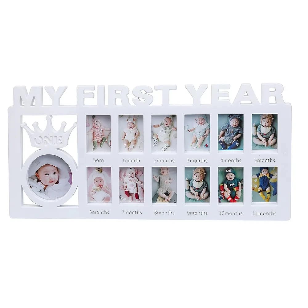 Ter Baby yearly picture frame-my first year baby 12 month photo frame-1st birthday keepsakes (Pink), Z-Keepsake Frames-1