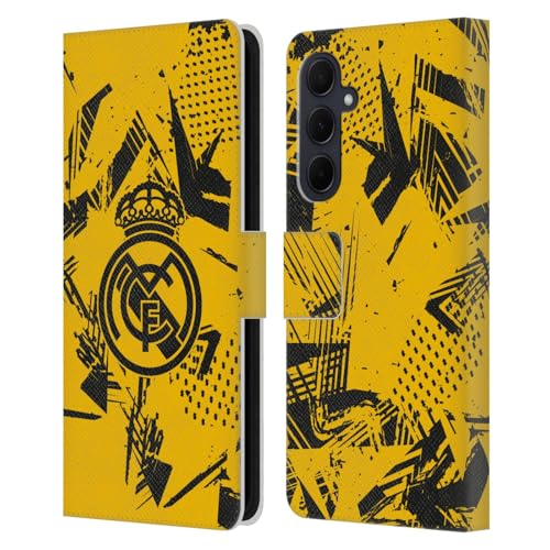 Housse Real Madrid Samsung Galaxy A35 5G Étui Cuir Jaune pour Supporter