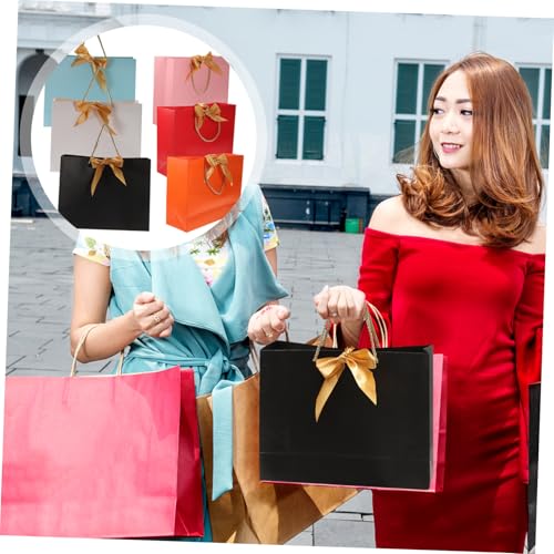 HOUDERCO 6個 ラッピング袋 手提げ紙袋 蝶結び付き 展開 プレゼント用収納ポーチ パーティー 結婚式 母の日 誕生日対応