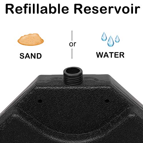 MATONELL 4pcs Square Offset Umbrella Base Plastic Cantilever Patio Umbrella Base, Water/Sand Filled Umbrella Base (Dark Black)