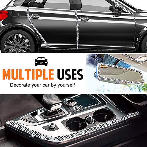 Frienda-4-Pieces-Bling-Car-Door-Edge-Guards-Crystals-Car-Door-Bumper-Protector-Accessory-Bling-Anti-Scratch-Strip-Sticker-for-Car-Side-Door-Guard-Protector-90-cm-354-Inch-White-and-Black