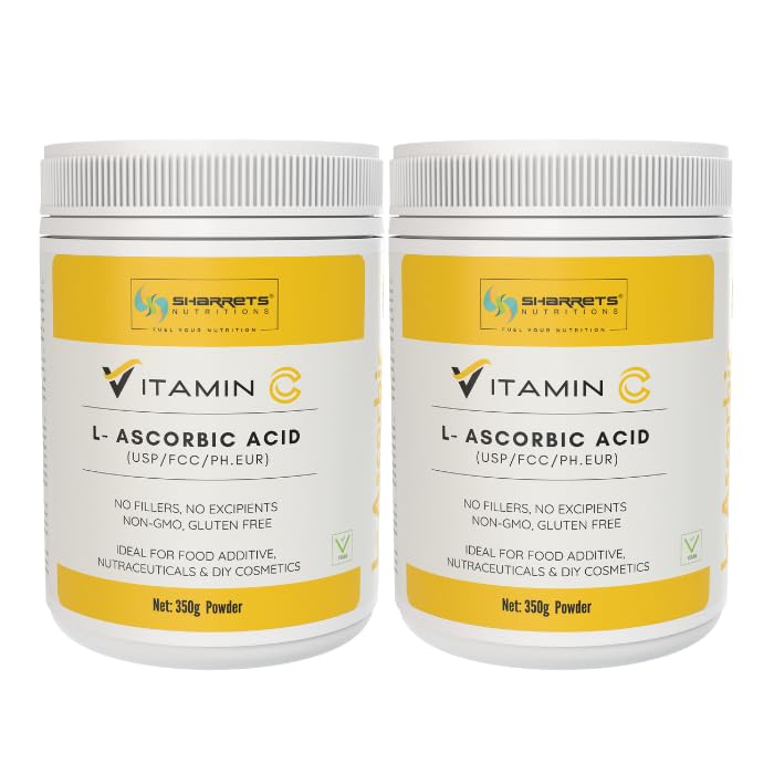 Sharrets Vitamin C L Ascorbic Powder 350g x 2 : Versatile Excellence for Food, Nutraceuticals, and DIY Cosmetics