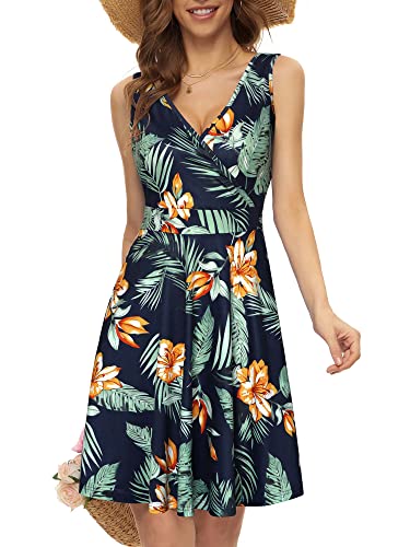 GUBERRY Womens Wrap V Neck Sleeveless Sundress Summer Flare Tank Dress with Pockets …2