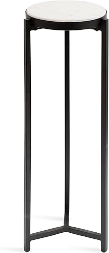 Miniatura 14 de Kate and Laurel Aguilar - Mesa moderna para bebidas; 9 x 9 x 23; piedra natural y oro; mesa decorativa de cuarzo genuino para espacios pequeños