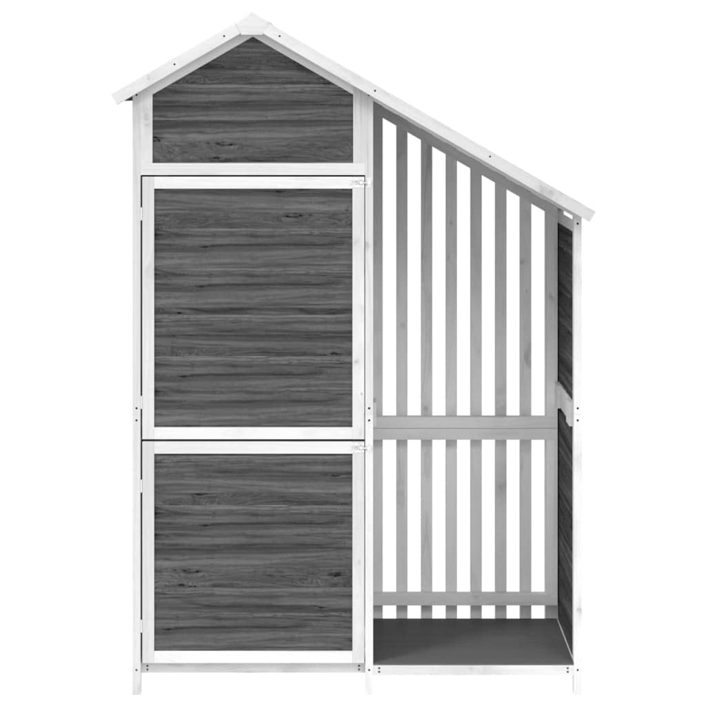 vidaXL Geräteschuppen, Gartenschrank mit Schrägdach, Holz Gerätehaus für Gartenwerkzeuge, Geräteschrank Werkzeugschrank, Grau 120x53,5x170cm Massivholz Kiefer