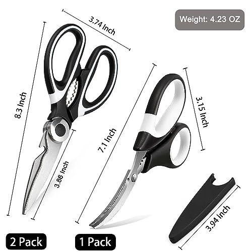 Omdar NEW 3 KITCHEN SCISSORS Food Grade Kitchen Scissors 3 Pack- Lifetime Replacement Warranty -Heavy Duty Stainless Steel Cooking Shears For Cutting Meat, Food, Fish, Poultry Multipurpose Sharp Sissors thumb #5