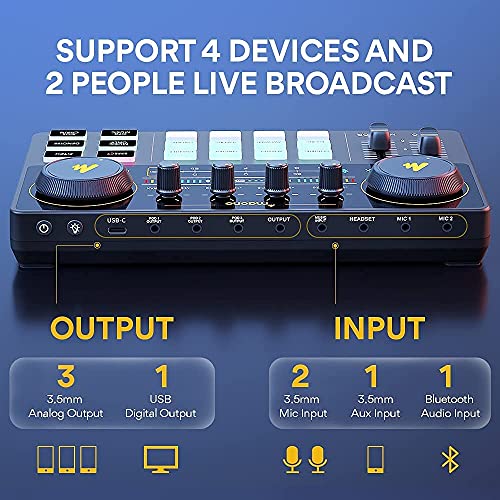 MAONO-Podcast-Equipment-Bundle-Audio-mixer-All-in-One-Podcast-Production-Studio-with-35mm-Microphone-for-Live-Streaming-Podcast-Recording-PC-Smartphone-DJ-MaonoCaster-Lite-AU-AM200-S6-Black