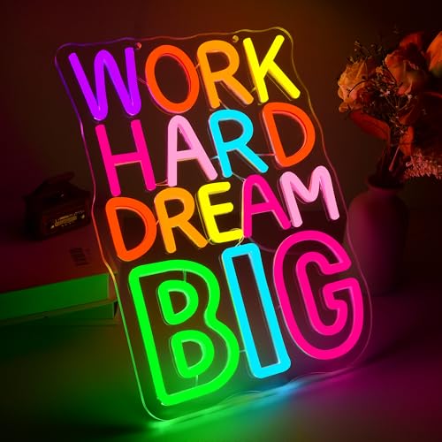 Image of Work Hard Dream Big Neon Sign for Wall Decor Work Hard Neon Light Man Cave