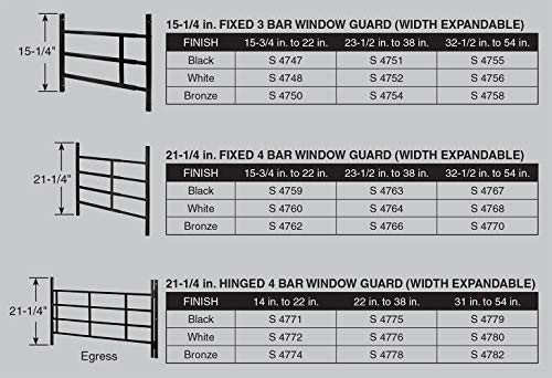 Segal S 4767 Carbon Steel Fixed 4-Bar Window Grill thumb #3