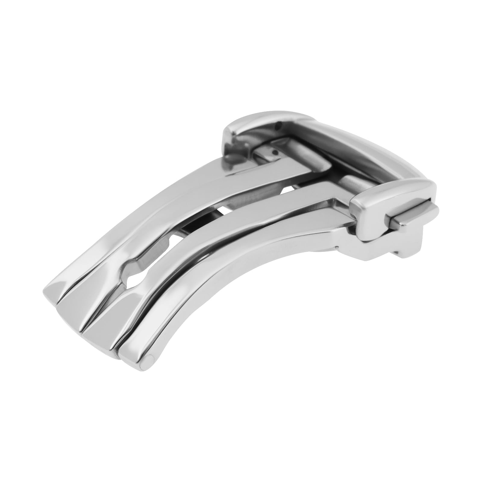 Briny River 16mm Buckle Band Clasp Stainless Steel Compatible with Omega Seamaster Planet Ocean, Silver