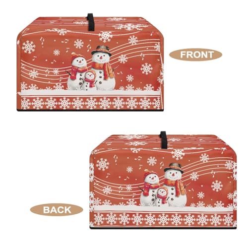 Image of Microwave Oven Cover Christmas Appliance Protector Air Fryer Toaster Oven Cover Kitchen Baking Accessories, L, 20.9 x 15.7 x 12.4 Inches, Snowman Musical Note Snowflake Red
