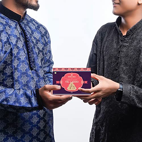 Image of HERBS INDiA HomeMade Special Till Laddu Pure Jaggery (Gud) White Till & Peanut Ladoo 350g | Sesame Balls|for Any Occasion