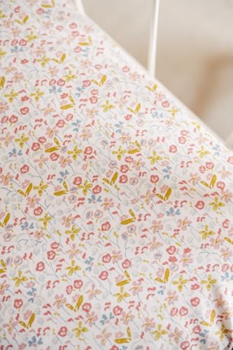 Image of Pehr Crib Sheet, Floret | Breathable Brushed Organic Cotton for Soft Sleep | Snug Fit | Reusable Fabric Bag Packaging | Standard Crib Mattresses up to 52 inchL x 28 inchW x 8 inchH