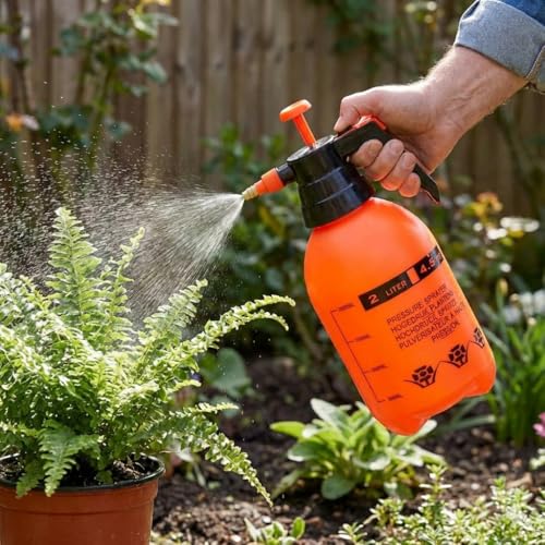 Image of Amazon Brand - Umi 2 Litre High Pressure Hand Sprayer for Plants | Manual Watering Sprayer for Home Garden | Adjustable Nozzle Garden Sprayer for Plant Care, Household, Car & Bike Washing | Multicolor