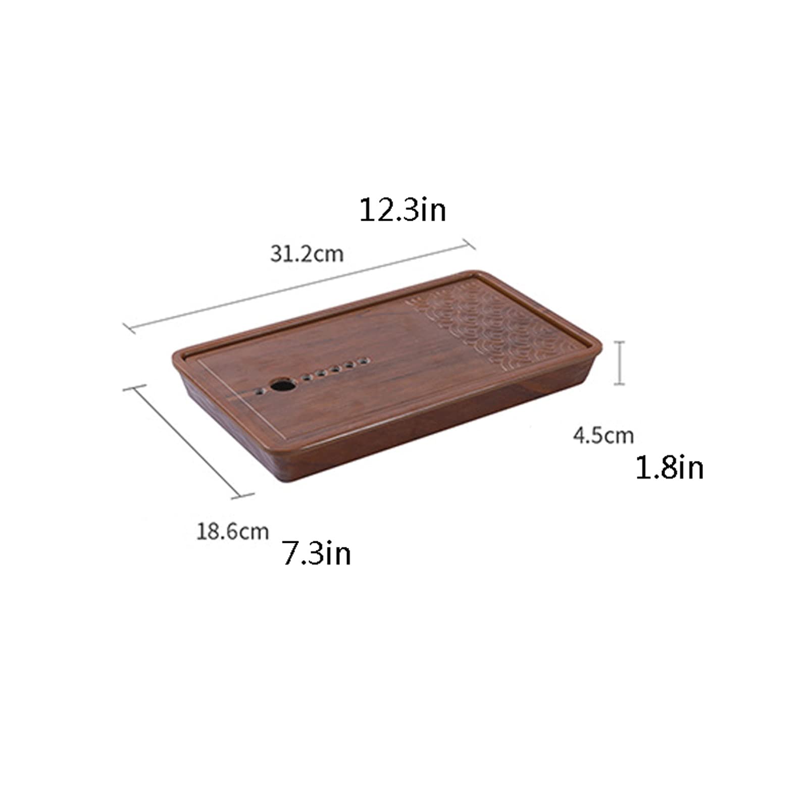 Plateau de Petit-déjeuner Plateau de Service rectangulaire, Plateau à thé égouttoir Amovible, Durable et Facile à Nettoyer Plateau