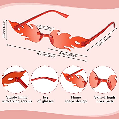 EBOOT 12 Pcs Fire Flame Glasses Fire Shape Sunglasses Funny Glasses Party Decor for Women Men2