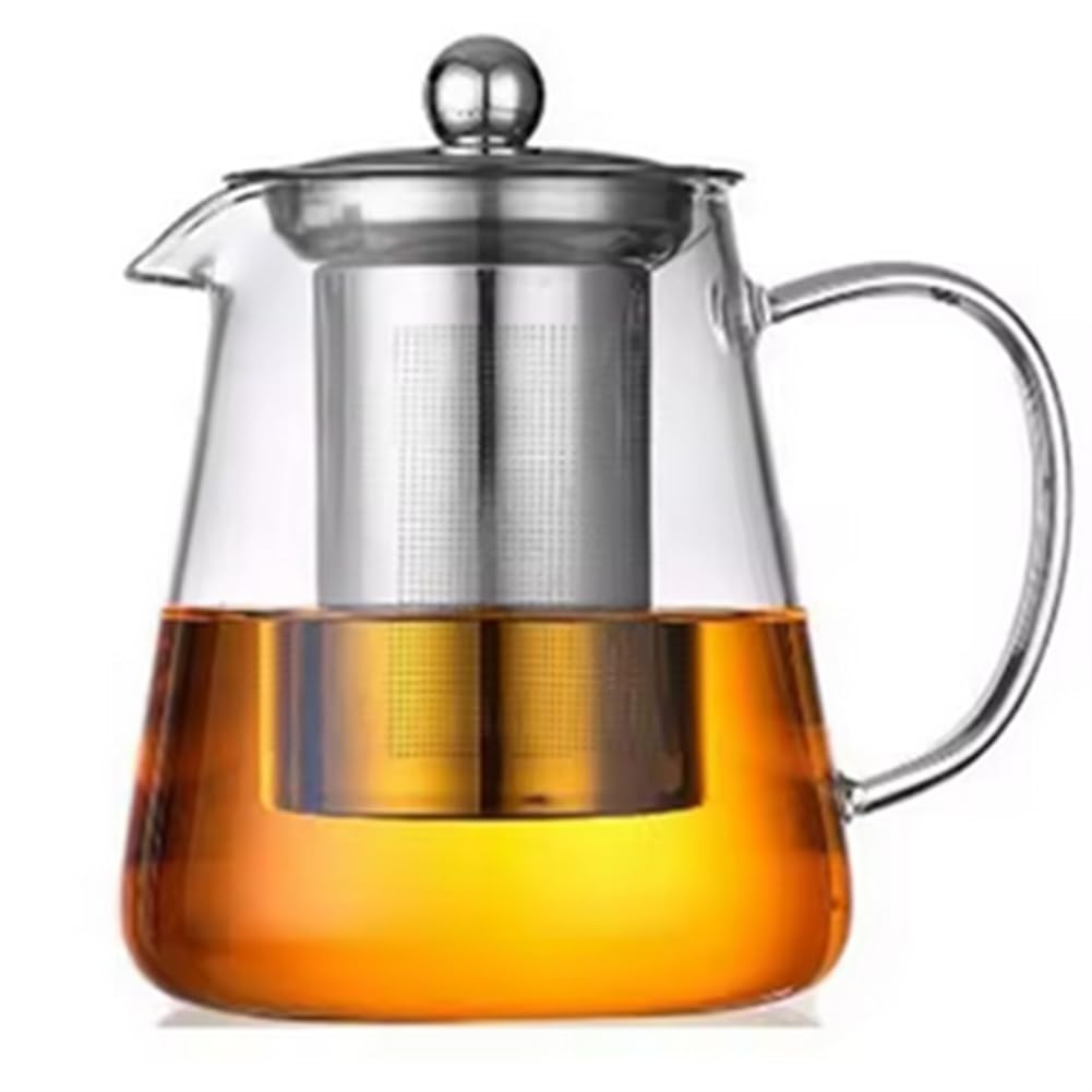 CTRLZS Heat Glass Teapot with Stainless Steel Tea Stra Flower Kettle Teawareiner Infuser Set Puer Oolong Pot 750ML