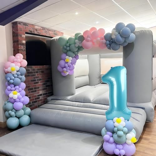 Image of Number Balloons Light Blue 17 Balloon 40 inch for 17 Birthday Decorations | Saturated Color, Large 40 in, With Inflation Straw & Hanging Hole, Great for Men's Party, Back-To-School Season, Pool Party
