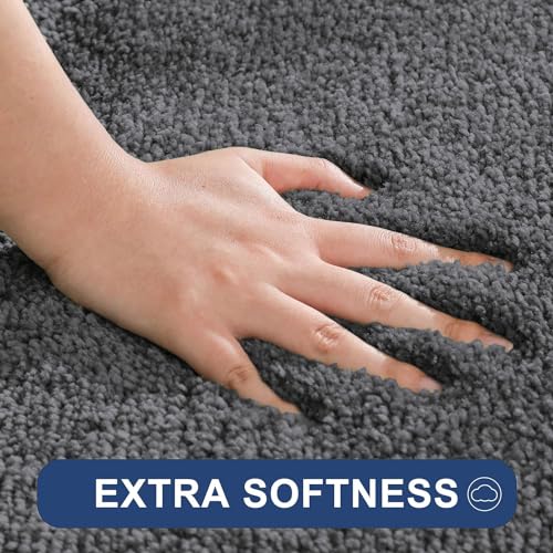Image of Flooring India Co Newman Rectangular Bath Mat 2500 GSM Super Soft Microfiber Anti Skid Slip Water Absorbent Bathroom Mats for Bedroom, Home, Door (40X60 CM, Grey)
