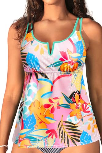 Womens Tankini Tops Only - Modest Swimsuit V-Wired Swim Top Swimwear Tummy Control Bathing Suit No Bottom 2025