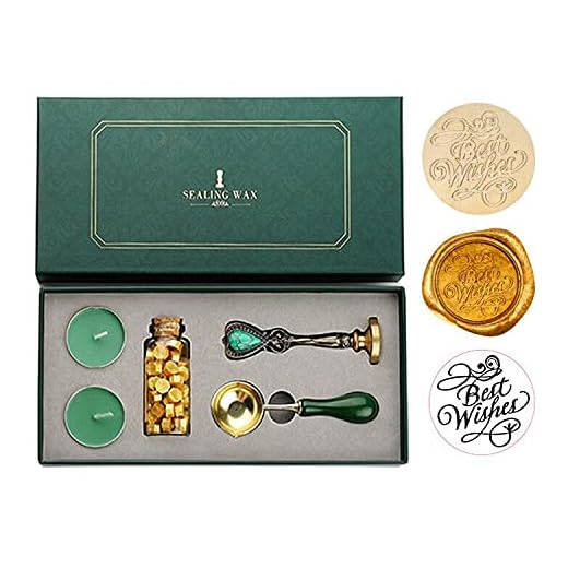 Vaxförsegling stämpel set, vintage bästa önskningar försegling vax stämpel kit med pinne sked ljus presentförpackning för gör-det-själv kuvert vykort bröllopsinbjudan (bästa önskningar)