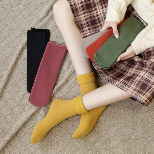 Janemore Fleececozy - Ultra Soft Velvet Slim Thermal Socks, Women's One Size Black & Orange Slipper Socks, 6 Count3