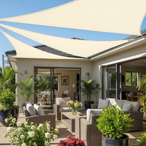 Cool Area Sun Shade Sail 6x12x13.4 FT Right Triangle for Patio Outdoor, Butter Cream (Custom Size)