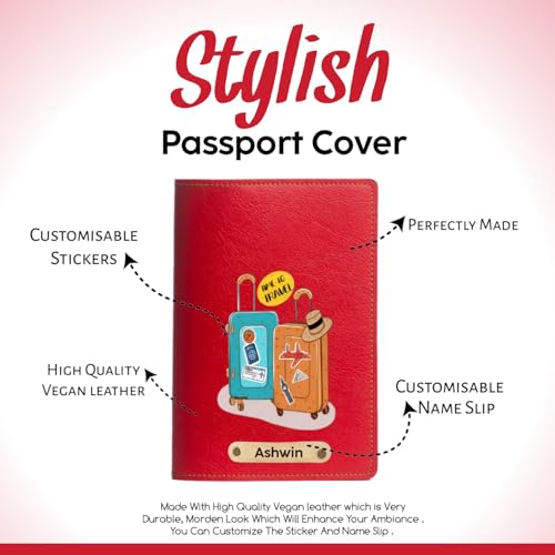 Image of Personalized Passport Cover with Custom Name for Men & Women | Customized Sticker Passport Holder | Anniversary, Birthday, Husband Wife, Boyfriend & Honeymoon Couple Gift