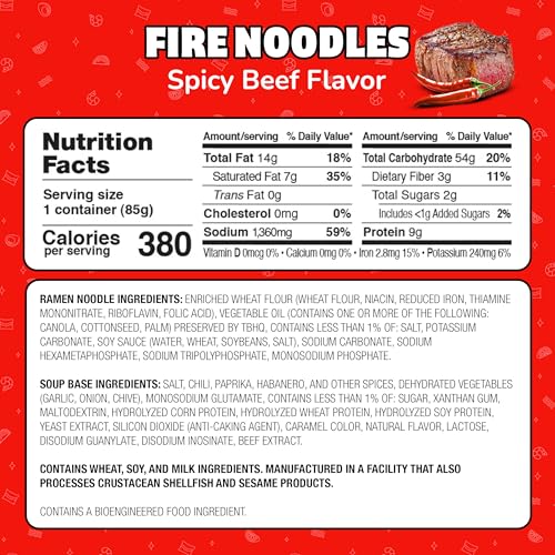 Image of Maruchan Ramen Noodle Soup, FIRE Spicy Beef Flavor - Japanese-Style Instant Noodles, Quick & Easy Meal for Kids, Students & Busy Families - 3 Oz. (22 Pack)