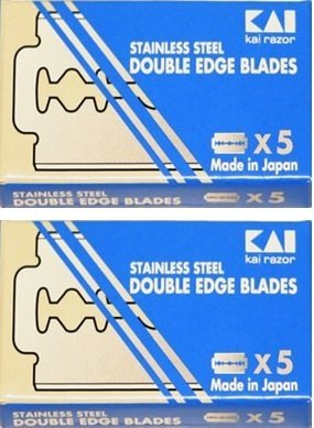 KAI Stainless Steel Double Edge Safety Razor Blades, 10 blades (5x2)