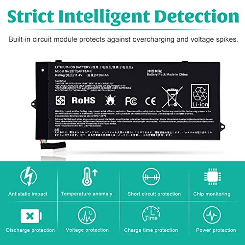 Image of ASUNCELL 3720mAh AP13J4K Battery for Acer Chromebook 11.6 inch C720P C720 11 C740 Sesies C720P-2666 C720-2800 C740-C3P1 C740-C4PE KT.00304.001 KT.00303.001, 11.4V 4-Cell (2.5cm Short Cable)