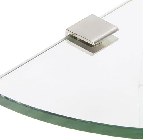 Miniatura 2 de Spancraft Glass SQ6QR-BR - Estante de ducha de vidrio redondo con abrazadera cuadrada, soporte de níquel cepillado, 6 pulgadas